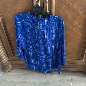 Royal blue, black and white top